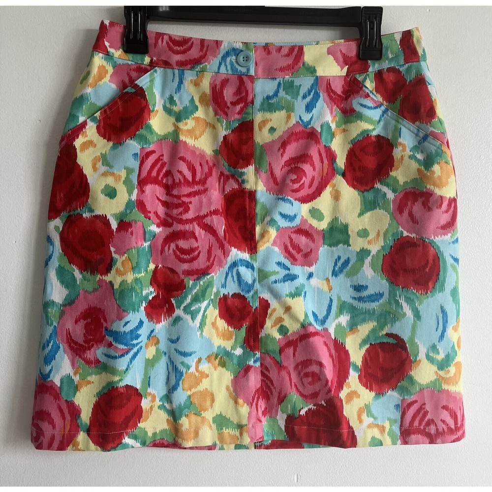 Talbots Pencil Skirt Floral Roses Stretch size 6